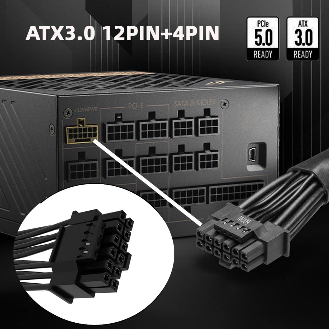 12VHPWR ATX3.0 PCI-E 5.0 電源モジュ - Dual 8Pin To 16Pin 12Vhpwr Cable のレビューと価格